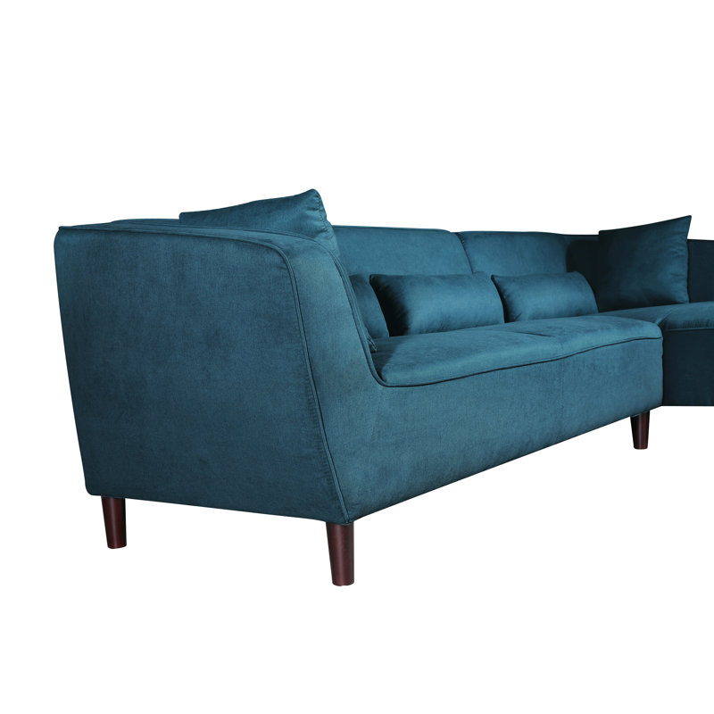 Latour Faux Leather L-Shaped Sectional, Right Hand Facing, Teal Faux Leather