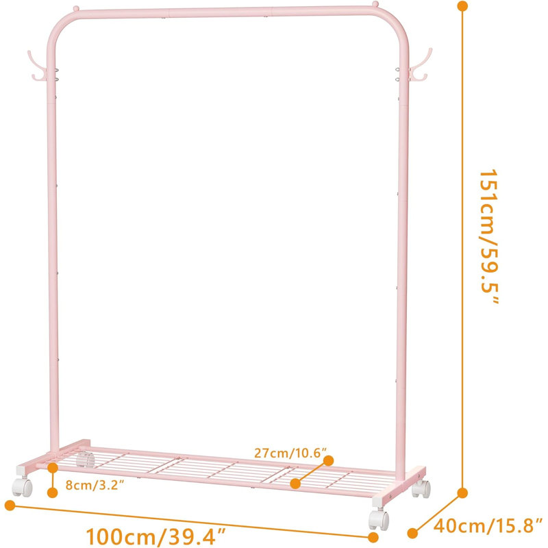 Metal Freestanding 2 - Hook Coat Rack, Pink