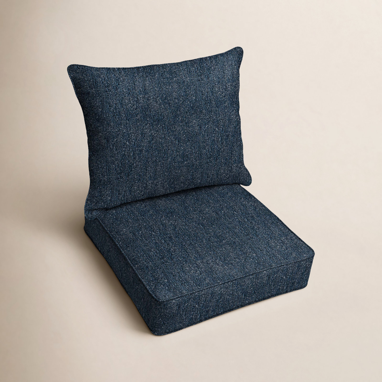 Sunbrella Boucle Indoor/Outdoor 5'' Lounge Chair Cushion, Improve Indigo Sunbrella®, 23.5" x 23"
