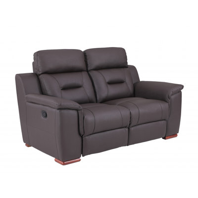 Causeuse inclinable manuelle en similicuir brun de 67 po Gracie Mills