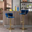 Ensemble de 2 tabourets de bar, avec repose-pieds et base pivotante en velours à hauteur réglable et tabouret de bar simple chromé-2002825607-2002825604
