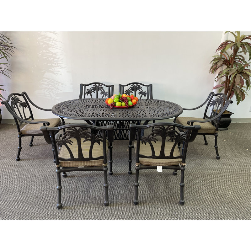 Gosford 6 - Person Patio Dining Set with Oval Table , Cushions Included