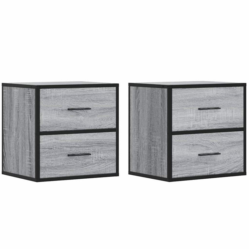 40cm W Metal Bedside Table, Grey Sonoma