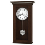 Braxton Modern & Contemporary Wall Clock, Hardwood Case with Westminster Chime Movement, Silver Pendulum and Arabic Numeral Dial