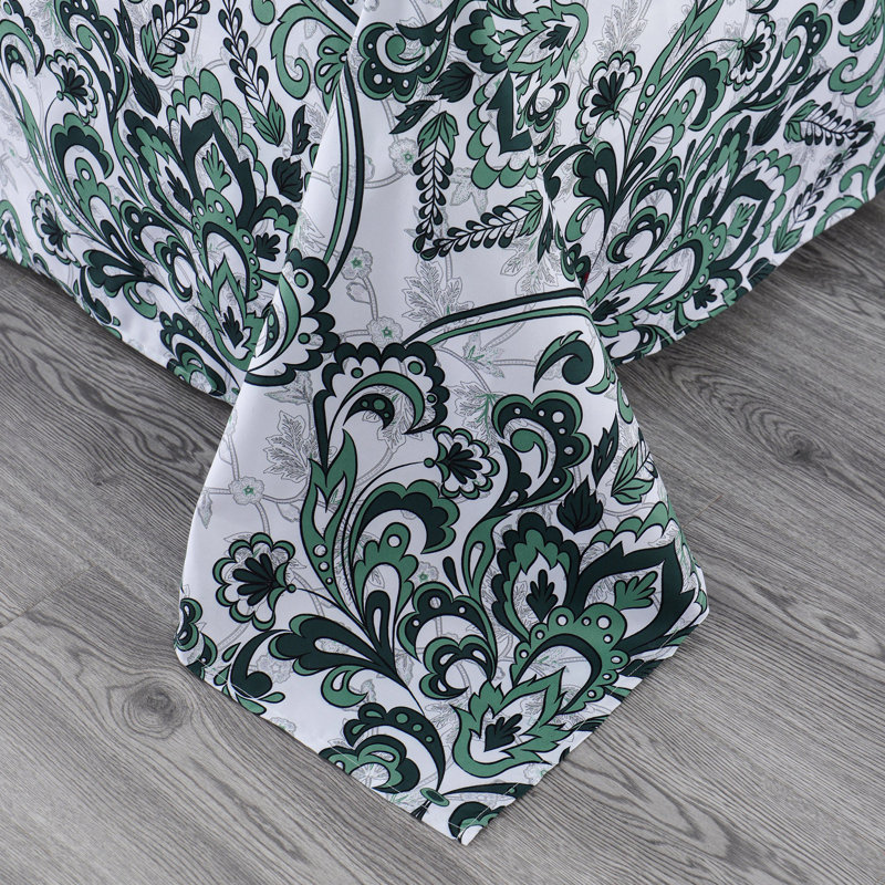 Ensemble de draps 6 pièces Polycotton, Courtepointe très grand + 5 pièces supplémentai, Motif vert