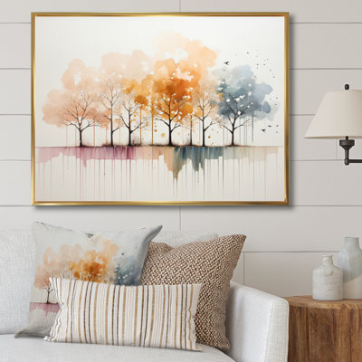 «Minimalisme, arbre jaune solitude II», art mural encadré