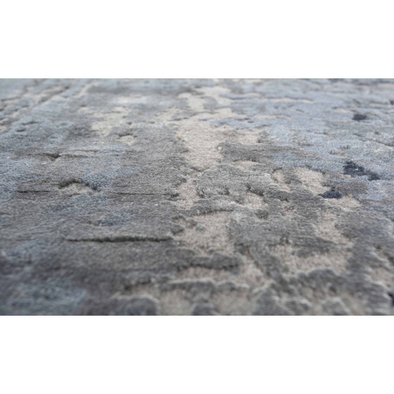 Tapis rectangulaire contemporain en laine noué à la main, Rectangle 9 pi 3 po x 12 pi