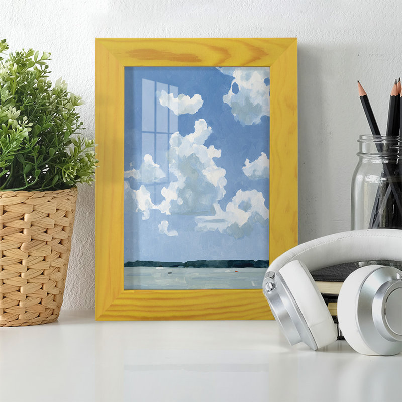 «Juillet Lakeside I» sur papier, H 8 po x l 6 po x P 1 po, Jaune