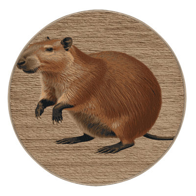 Washable Capybara Wildlife Area Rug