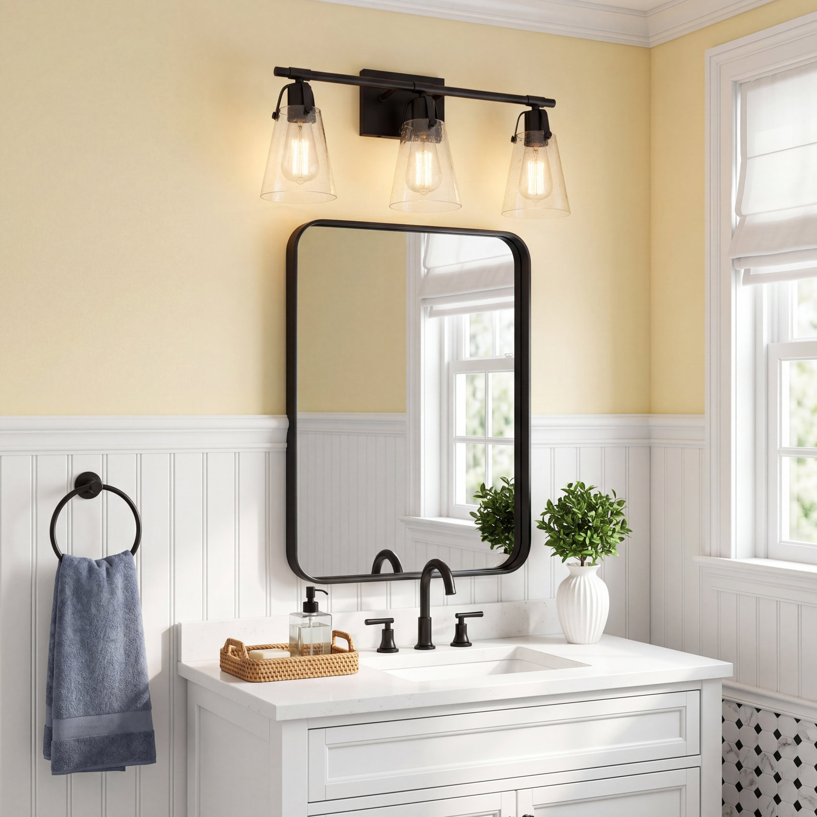 Alysa Vanity Light, Matte Black, 3 Lights