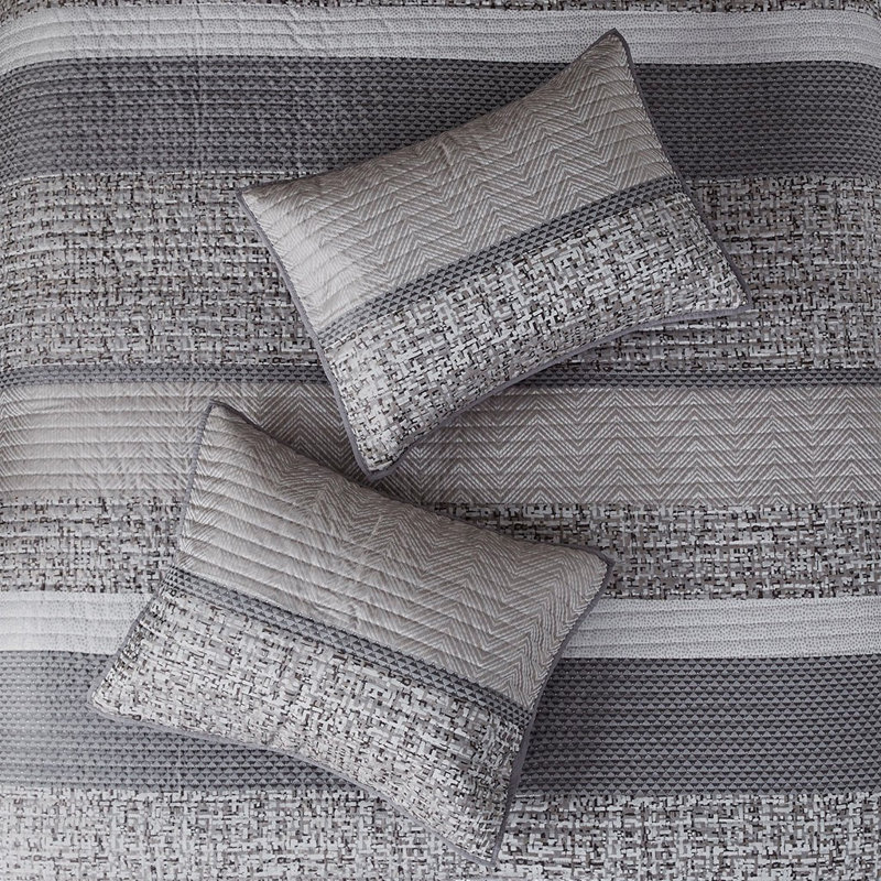 Literie Hickman, Courtepointe très grand / très grand californien, Gris / Taupe