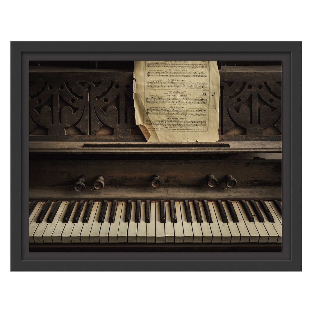 Gerahmtes Wandbild Klavier mit Notenblatt