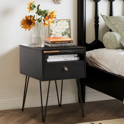 Kempst 23.7"Tall 1 - Drawer Iron Nightstand