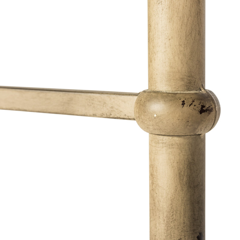 Edmund Open-Frame Metal Headboard with Center Panel, King, White