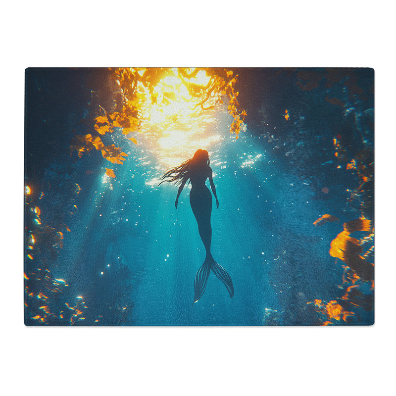 Mermaid Graphics  Glass Chopping Board