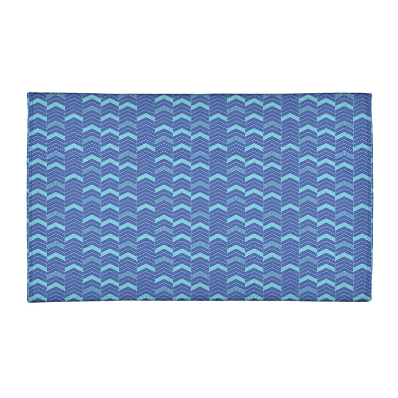 Tapis bleu/ivoire à chevrons lineed, Rectangle 8 pi x 10 pi