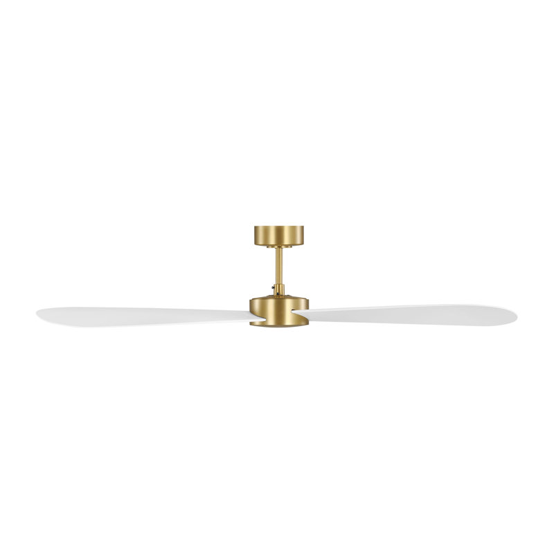 Visual Comfort Fan Paddle Smart 60 Indoor Ceiling Fan with Threaded Downrod, Oak ABS blades and Handheld Remote, Matte White