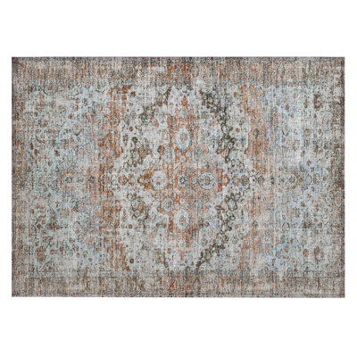 Machine Washable Indoor/Outdoor Xhevrie Paprika Rug