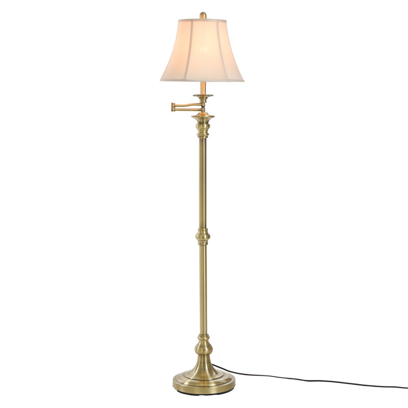 Annarae 62'' Swing Arm Floor Lamp, Antique Brass
