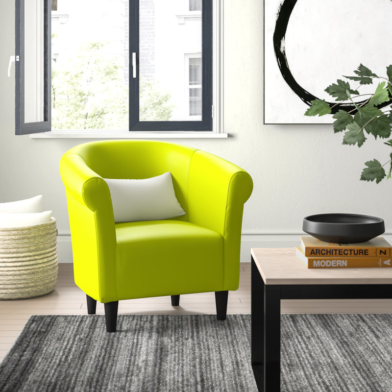 Fauteuil demi-tonneau l 30,5 po Liam, Similicuir vert