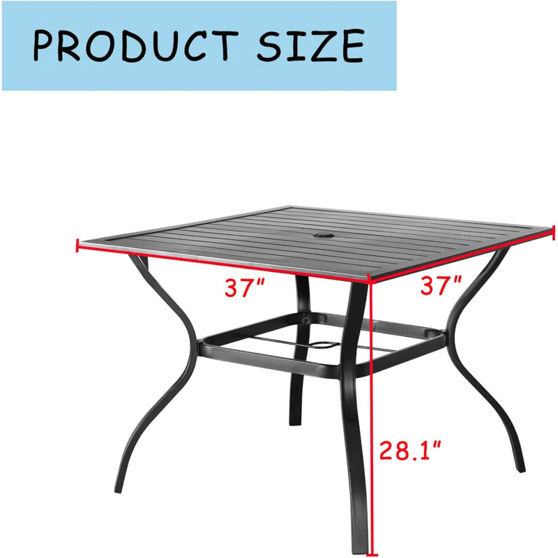 Ensemble de salle à manger d'extérieur 5 pièces pour chaises de patio avec trou pour parasol, Beige