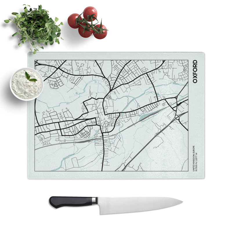 Map Oxford UK Chopping Board, 20cm W x 28.5cm L