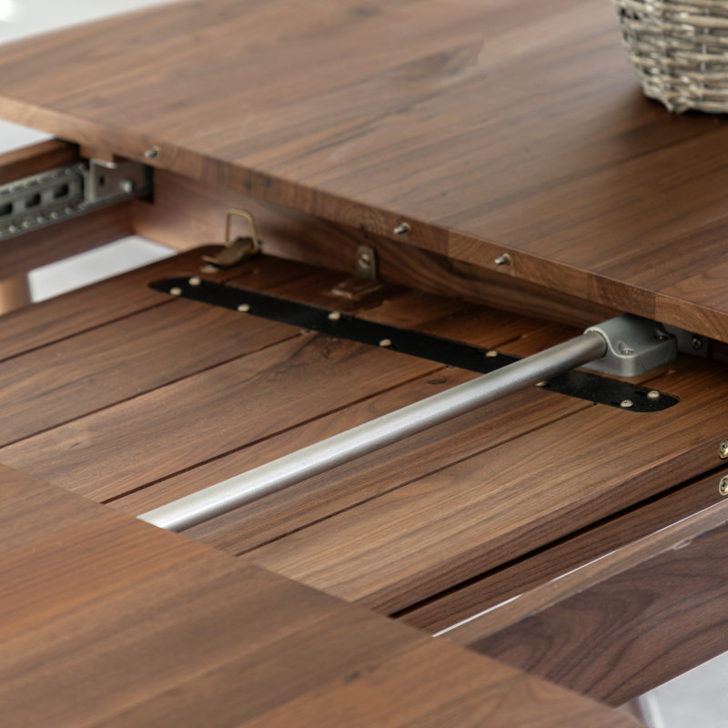 Extendable Oak Oval Solid Wood Dining Table, Dark Brown Wood