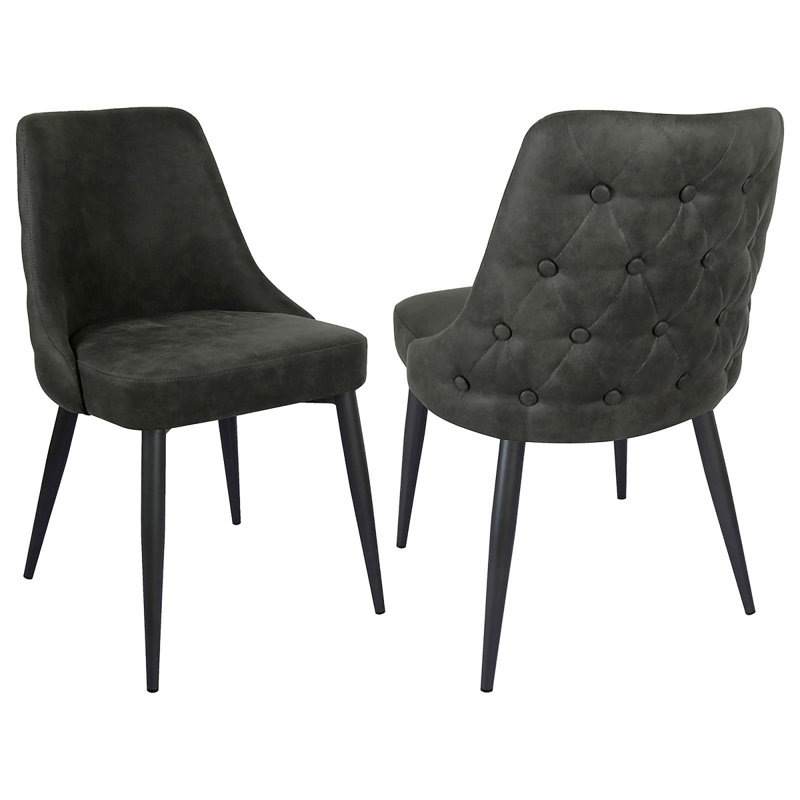 Chaise d'appoint à dossier courbé (ensemble de 2), Gris foncé