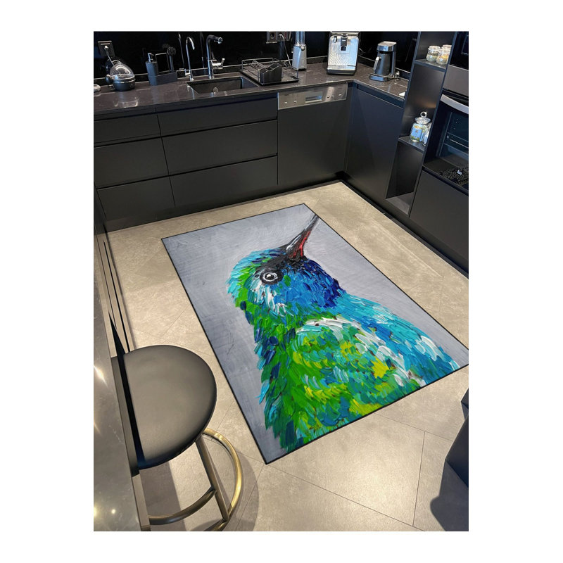 Tapis tissé multicolore Bird Sweet Base, Sous-tapis carré 3 pi 3 po inclus