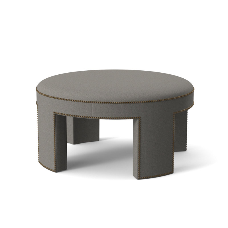 Durant Round Ottoman, Silver Polyester 71608L81, 18.75"H x 33.5"W x 33.5"D