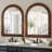 Arched Waterproof Solid Wood Wall Mirror -27452637-27452638