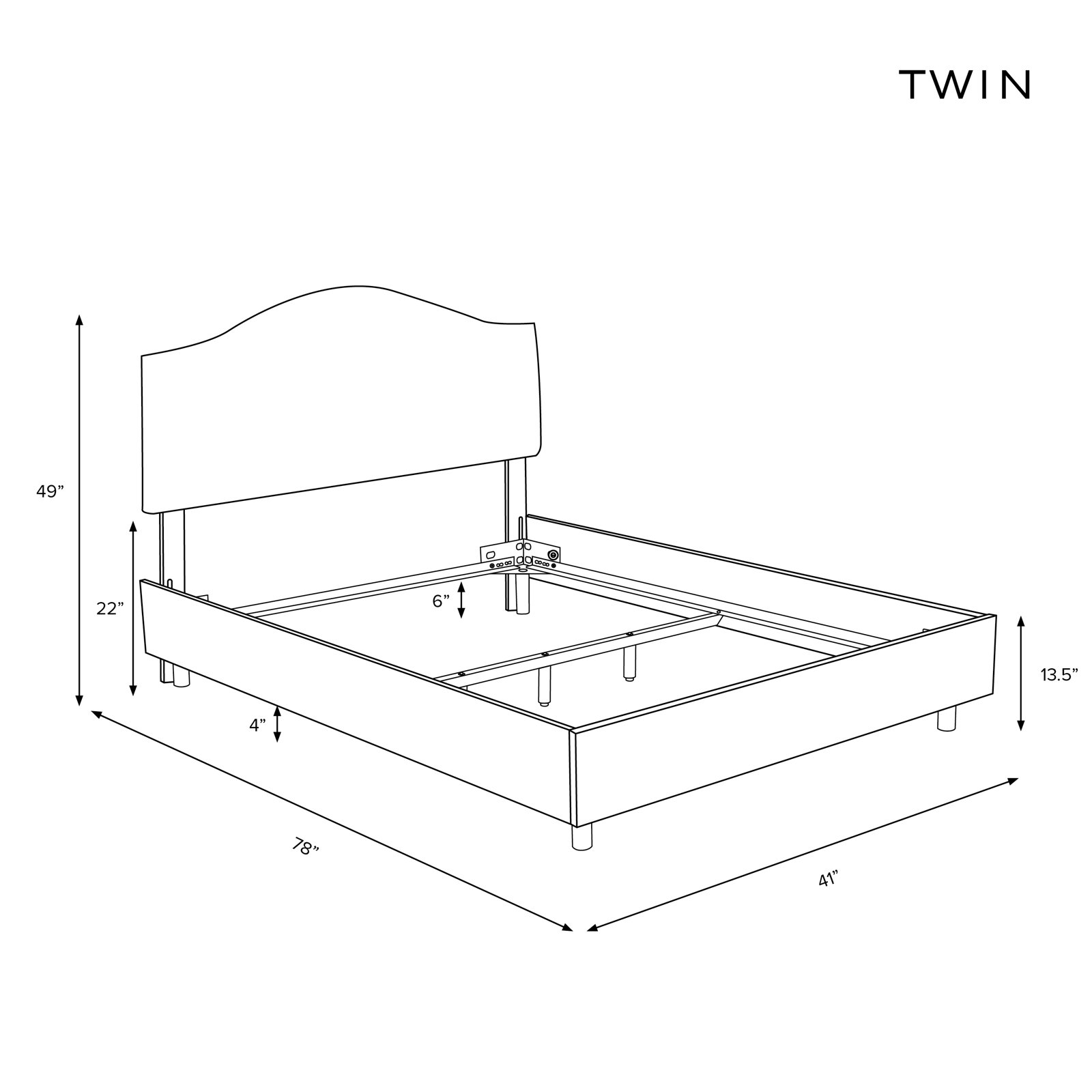 Morris Linen Upholstered Bed, Classic Talc Linen, Twin