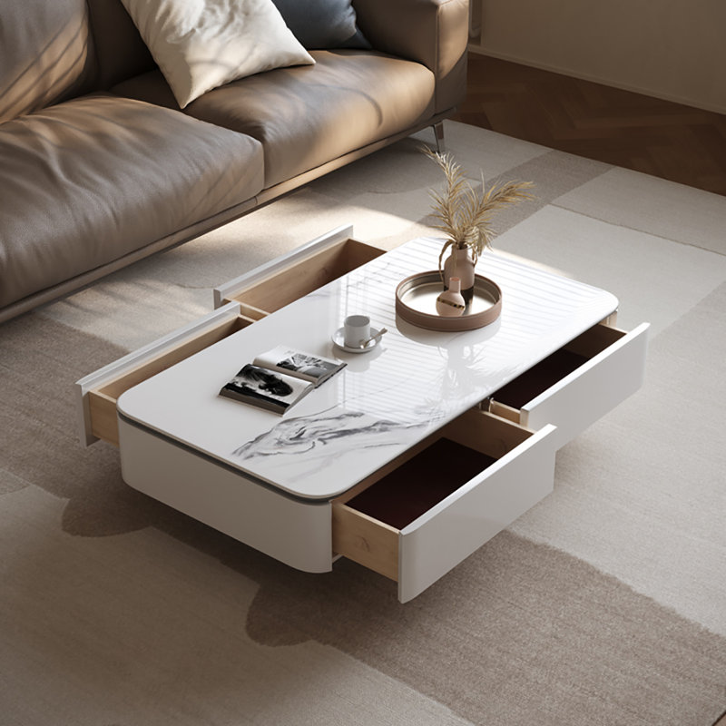 Table basse très simple en pierre micro-cristalline, H 15,7 po x L 51,2 po x l 27,6 po