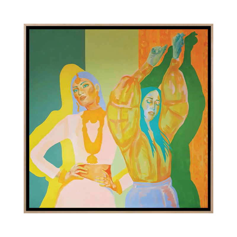 «Dancing Women», reproduction d'art sur toile encadrée, H 18 po x l 18 po, Toile à cadre flottant sans passe-partout, Beige