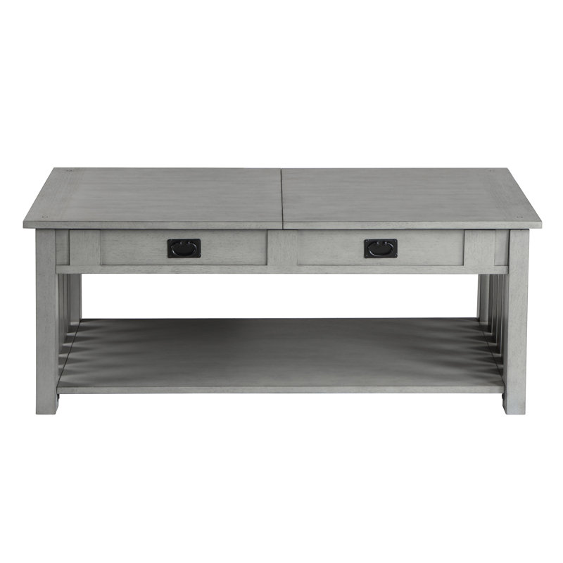 Table basse à 4 pieds avec rangement Lift Top, Gris antique