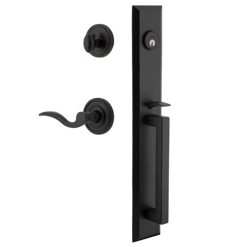 Ensemble de poignées monobloc en fer Ageless avec poignée en D avec rosette Loch et levier Palisade, 2 3/8", Gauche