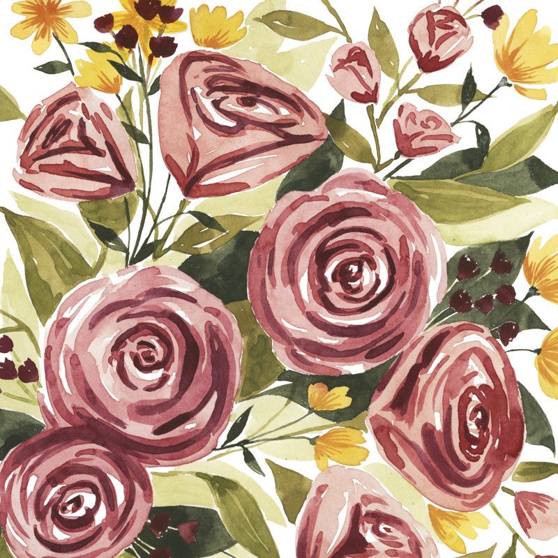 Rouge Bouquet II, H 12 po x l 12 po x P 1,25 po