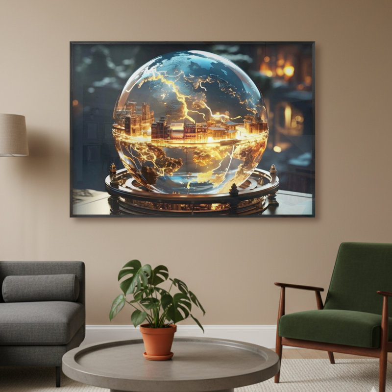 Single Picture Frame LED Illuminated Wall Art Wall Art on Glass / Aluminium, 50 cm H x 60 cm W