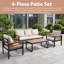 Ensemble de conversation de patio 4 pièces pour 5 personnes avec table basse en bois massif-1019255584