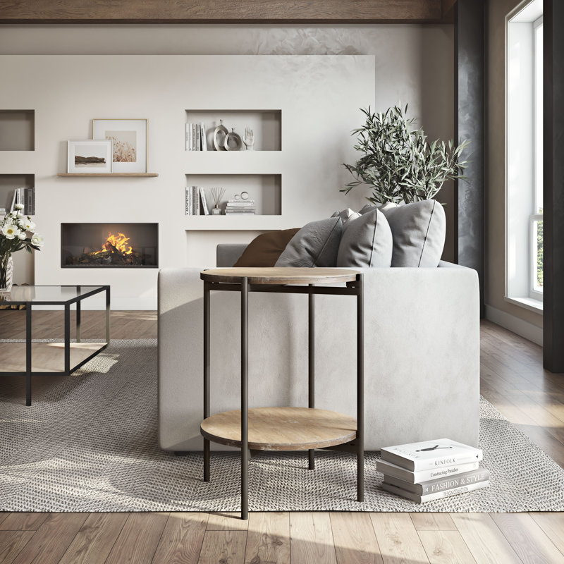 Table d'appoint moderne Kamryn, Brun clair, Brun