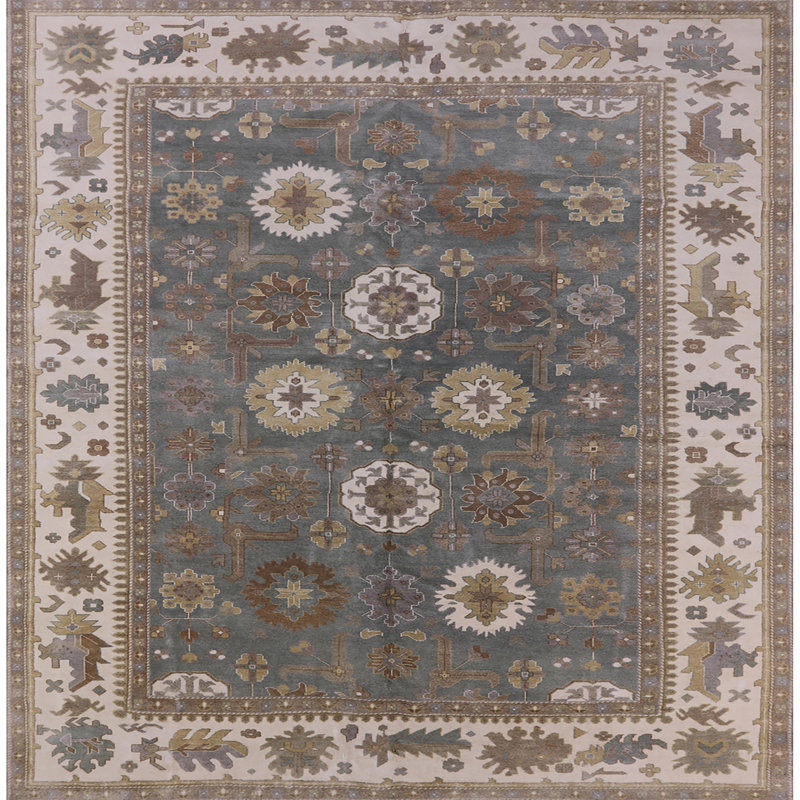 Tapis oriental gris / beige / brun, Carré 7 pi