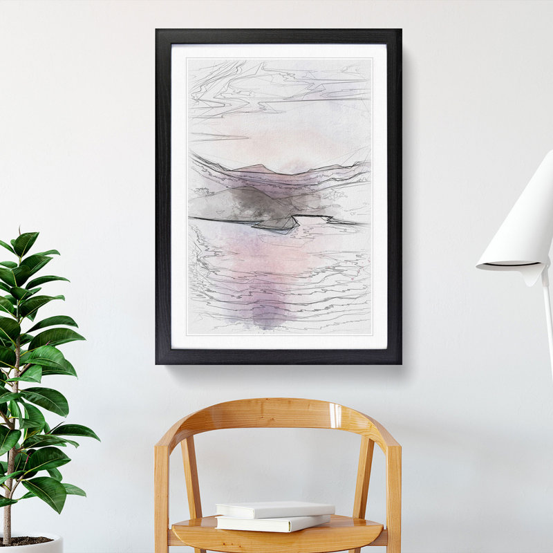 Calm Lake - Single Picture Frame Painting on MDF, 87cm H x 62cm W x 2cm D, Black Framed