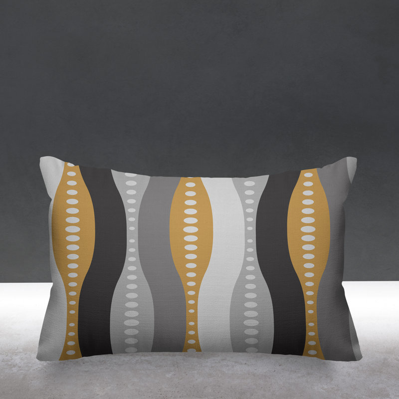 Jafa Abstract Outdoor Reversible Throw Pillow, Mustard