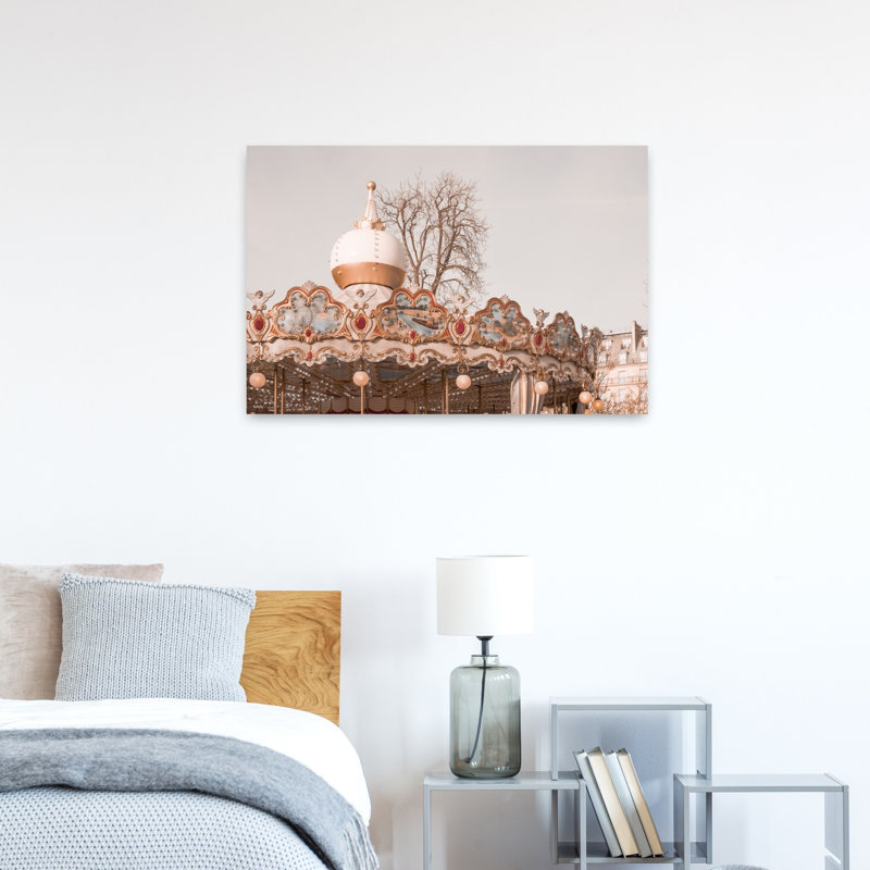 Vintage Paris Carousel Classic Romantic Vintage Architecture City Wall Art Print by Talitha McQueen - Print