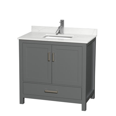 Sheffield 36'' Single Bathroom Vanity with Quartz Top -  Wyndham Collection, WCS141436SKGGTUS3MXX