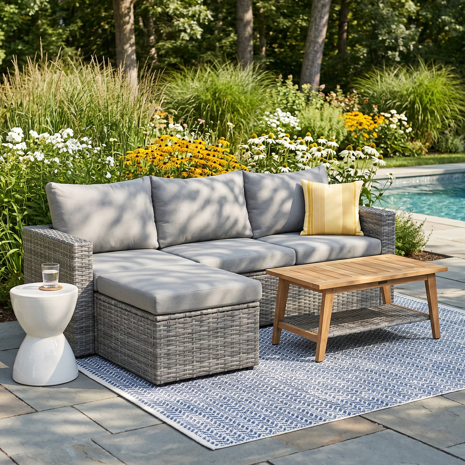 Genesis 3-Person Teak Patio Seating Group