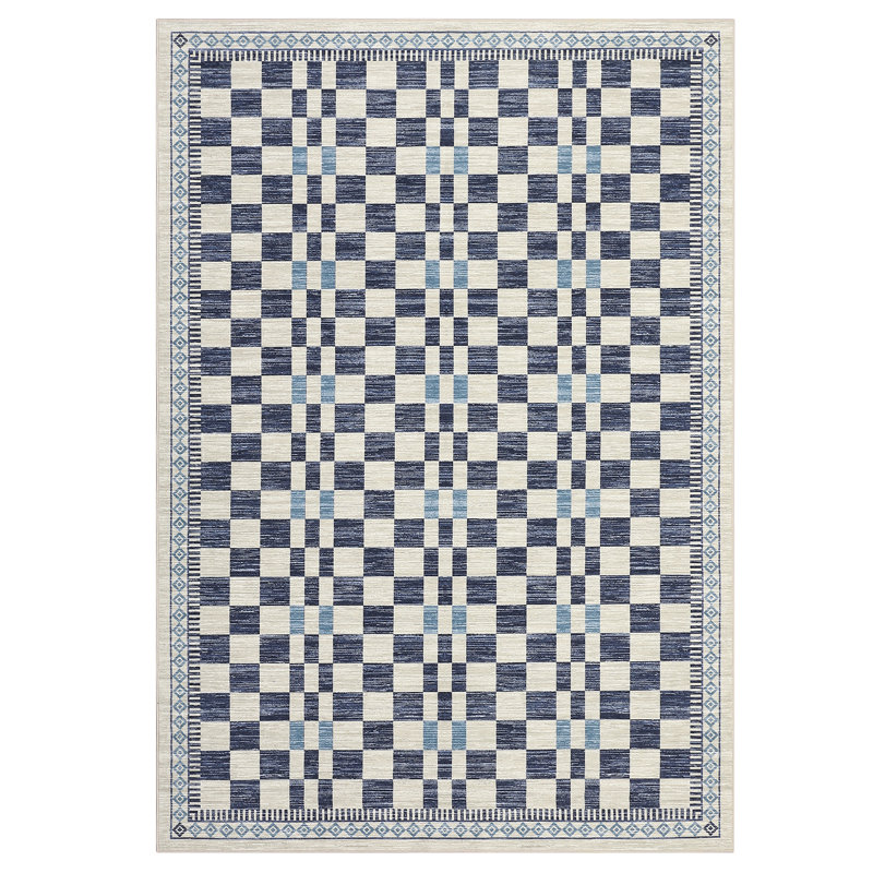 Washable Rugs for Living Room Modern Abstract Checkered Area Rugs Non Slip Carpet Indoor Stain Resistant Carpet for Dining Room Playroom Nursery