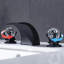 LED Bathroom Sink Faucet 3 Hole Widespread LED Light Waterfall Faucets Black