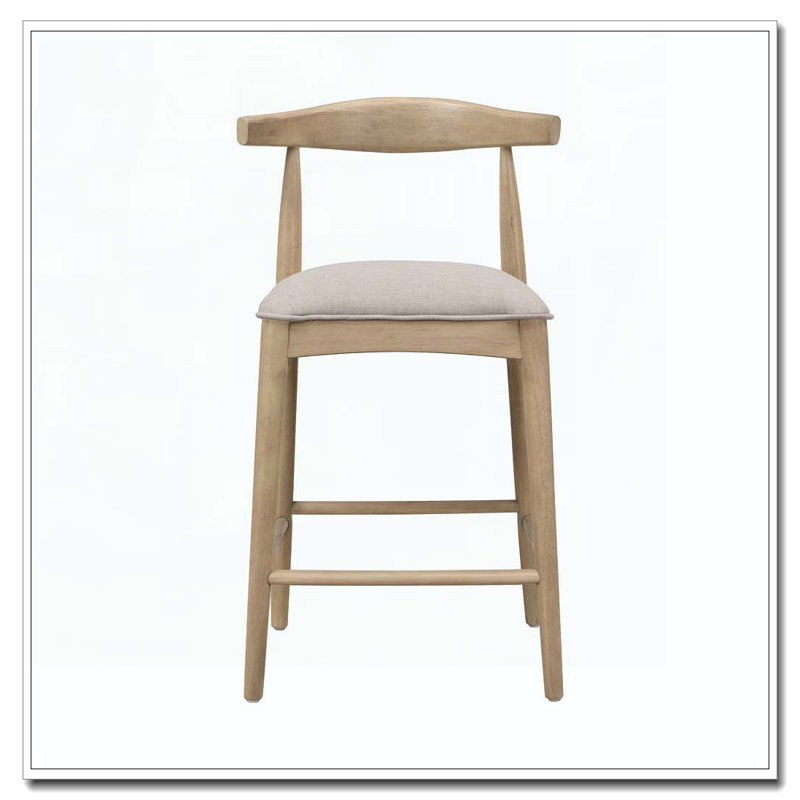 Tabouret de bar en bois, Siège gris / structure en bois