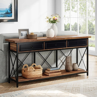 3-Drawer Console Table, 70.86" Sofa Table with Storage Shelf by Ophelia & Co.